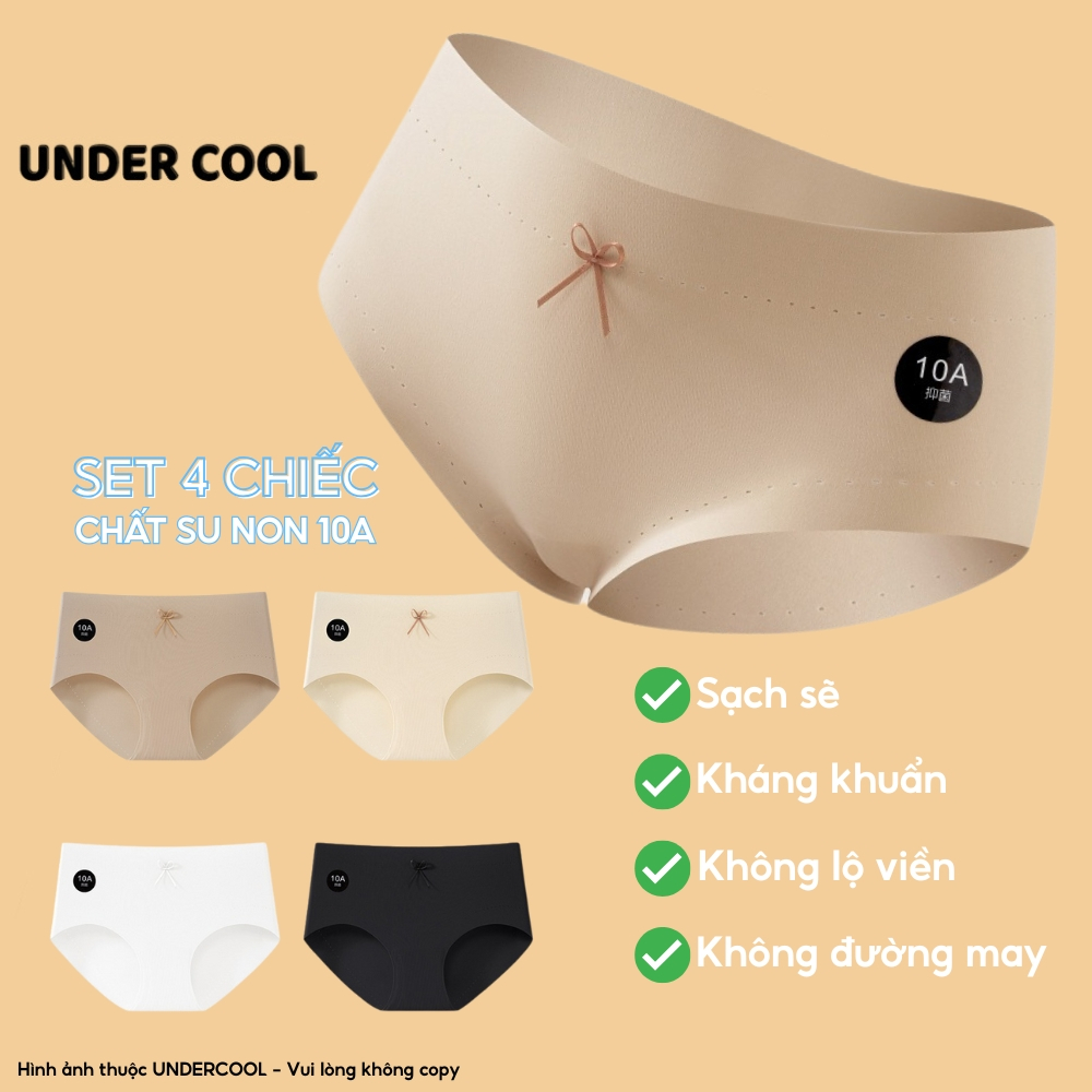 Set 4 Quần Lót Su 10A UNDERCOOL, Co Giãn, Mềm Mịn, Không Viền, Kháng Khuẩn - Combo 4 Quần Lót Su Nữ Không Lằn QL61