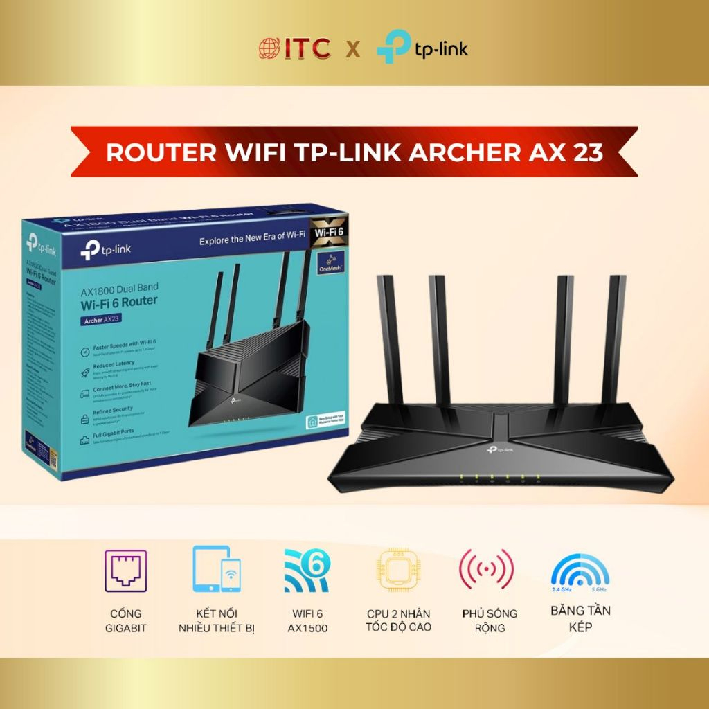 TP-Link Archer AX10/AX12/AX23 Router Wifi 6 Chuẩn AX1600 2 Băng tần ...