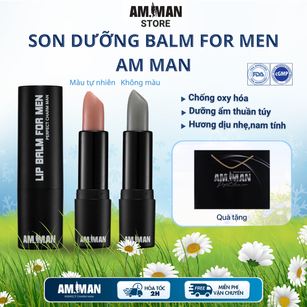 Son Dưỡng Môi Cho Nam AM.MAN LIP BALM Dưỡng Ẩm Môi, Ngừa Thâm Môi, Chống Khô Nứt Nẻ, Màu Sắc Tự Nhiên