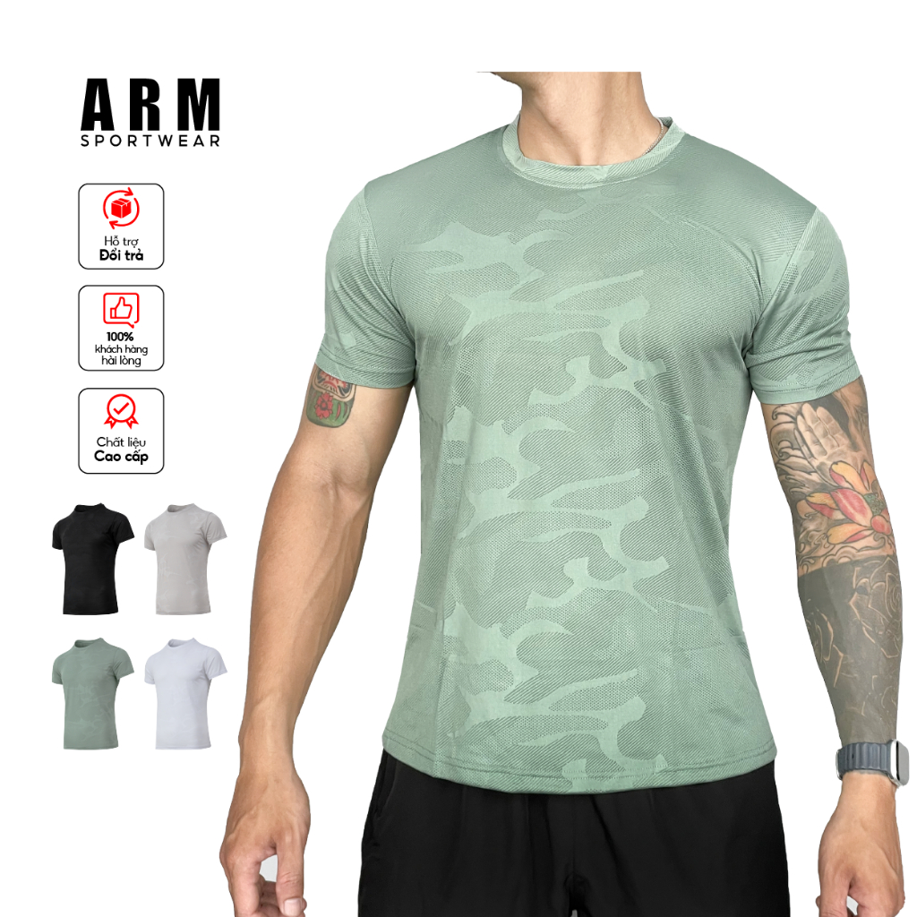 Áo Thun Thể Thao Nam JACQUARD SEAMLESS AR chất vải mát lạnh, co giãn thoải mái, tập gym, chạy bộ