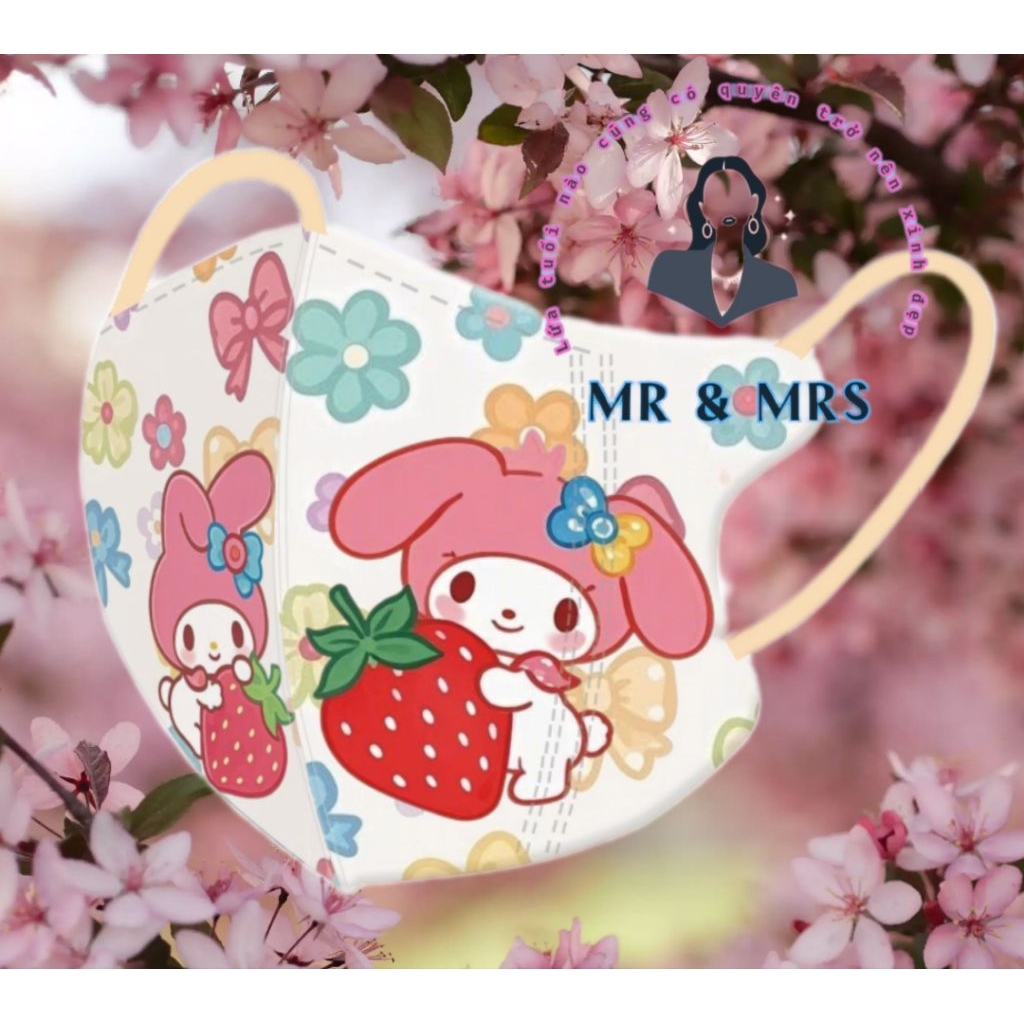 (Set 10C/60C) Khẩu Trang Hoạt Hình Melody Dâu 🍓 Cho Bé 4-12T