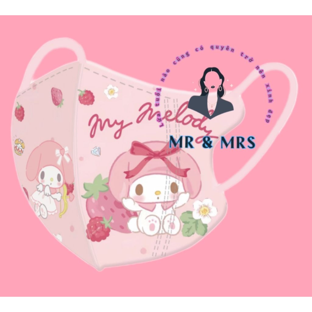 (Set 10C/60C) Khẩu Trang Hoạt Hình Melody Dâu 🍓 Cho Bé 4-12T