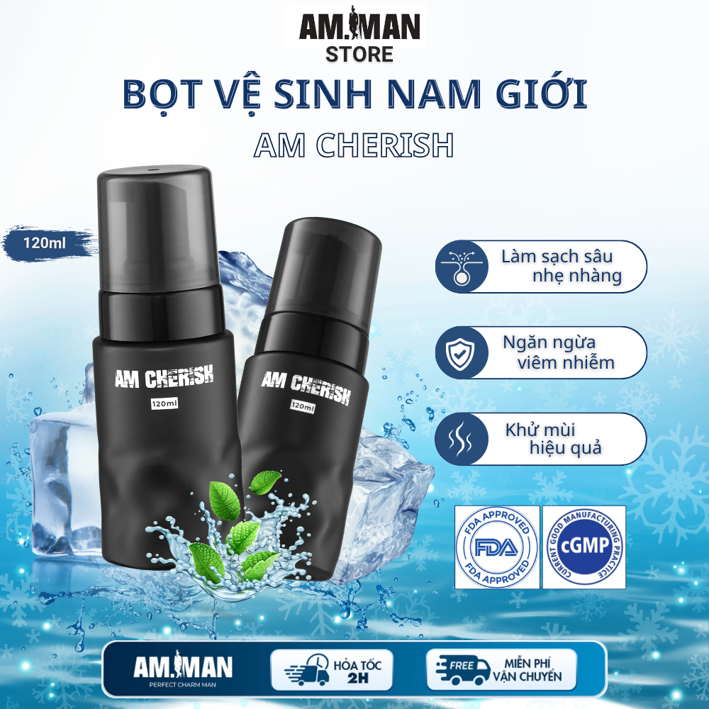 Bọt Vệ Sinh Nam Giới AM MAN 120ml Tinh Chất Tự Nhiên,Hương Nước Hoa Cao Cấp Kháng Khuẩn Khử Mùi Hôi,Ngăn Ngừa Viêm Nhiễm