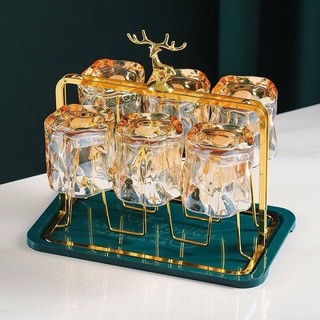 Bộ 6 Cốc Thủy Tinh xoắn Decor Màu Vàng Chịu Nhiệt Cao Cấp
