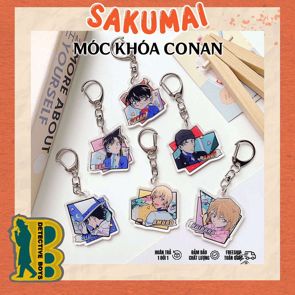 Móc Khoá Xinh, Móc Khoá Conan Acrylic Hình Thám Tử Conan Hoạt Hình Dễ Thương Trang Trí Túi Xách Quà Tặng Bạn - SakuMai