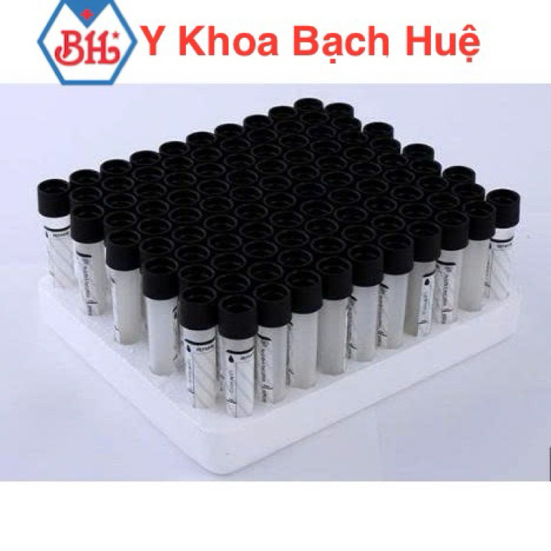 Vĩ 100 ống nghiệm Heparin  HTM  2ml nắp đen, mous thấp ( vĩ 100 ống).