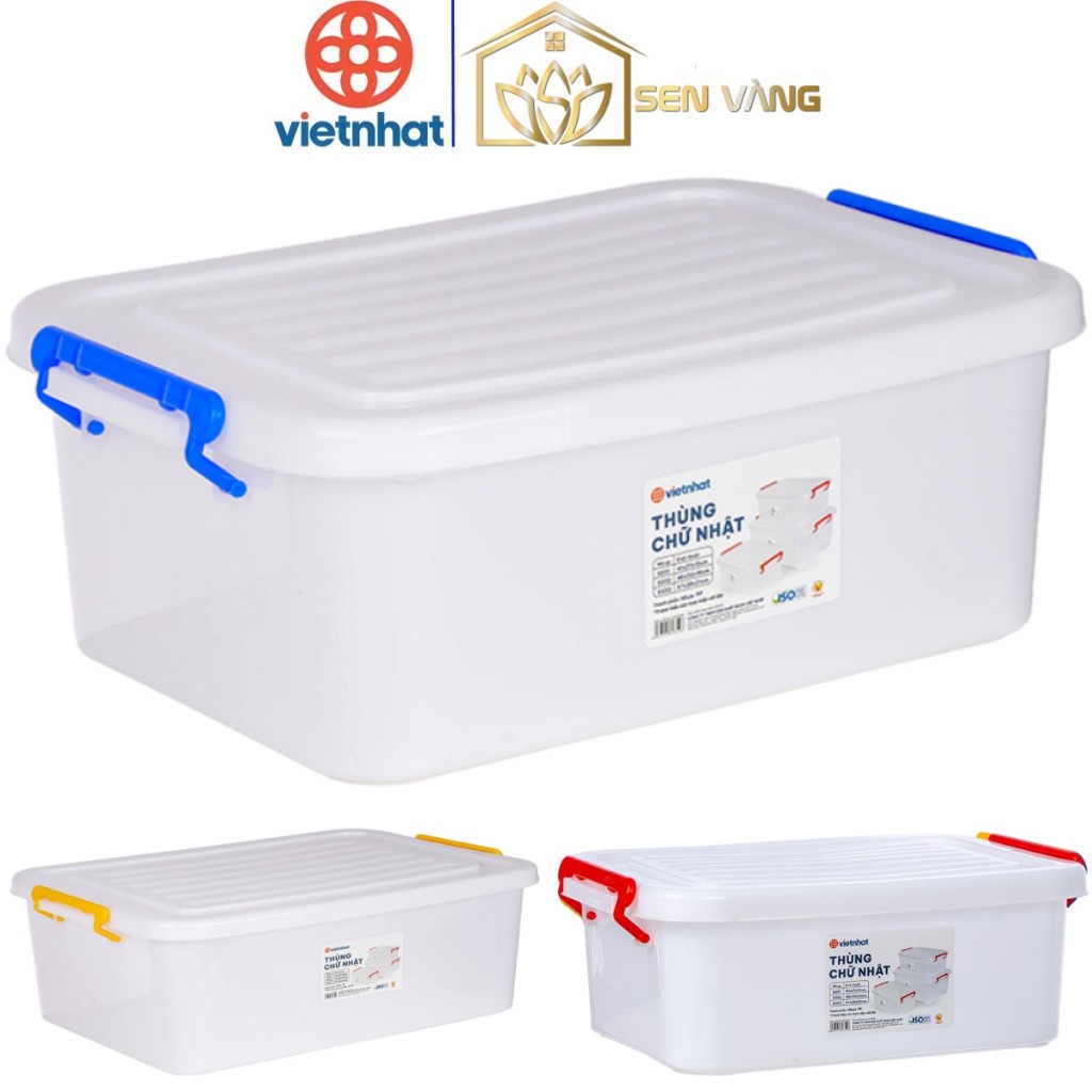 Thùng chữ nhật 10L, 18L, 30L nhựa VIỆT NHẬT - Có nắp, khóa cài - Đựng đồ chơi, quần áo - 5331/2/3 Việt nhật 1