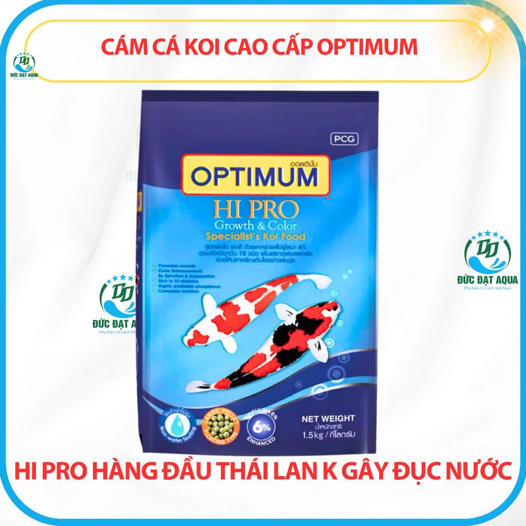 cám cá koi cao cấp OPTIMUM HI PRO 1,5kg và 7kg hàng đầu thái lan k gây đục nước cho hồ cá 3