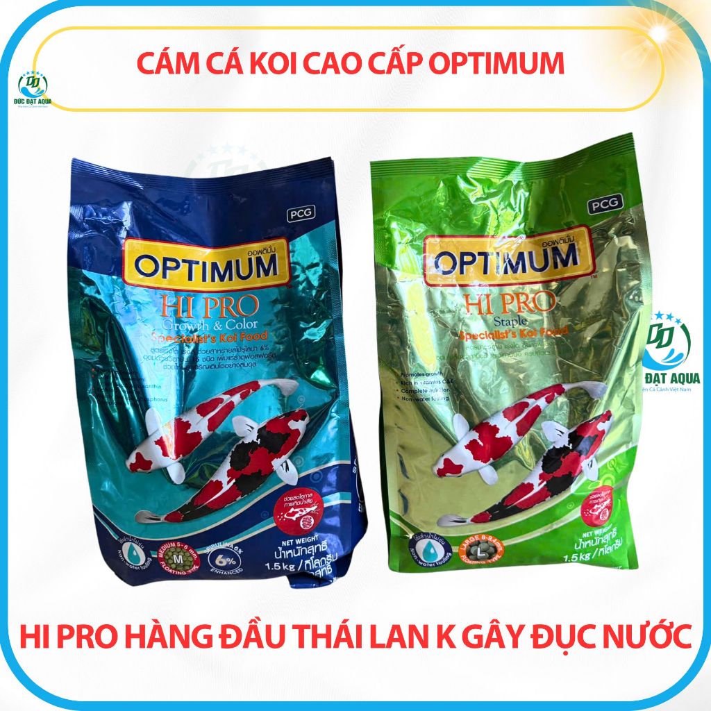 cám cá koi cao cấp OPTIMUM HI PRO 1,5kg và 7kg hàng đầu thái lan k gây đục nước cho hồ cá 2