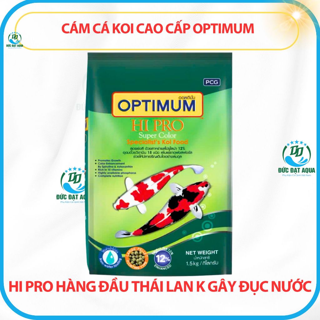 cám cá koi cao cấp OPTIMUM HI PRO 1,5kg và 7kg hàng đầu thái lan k gây đục nước cho hồ cá 6