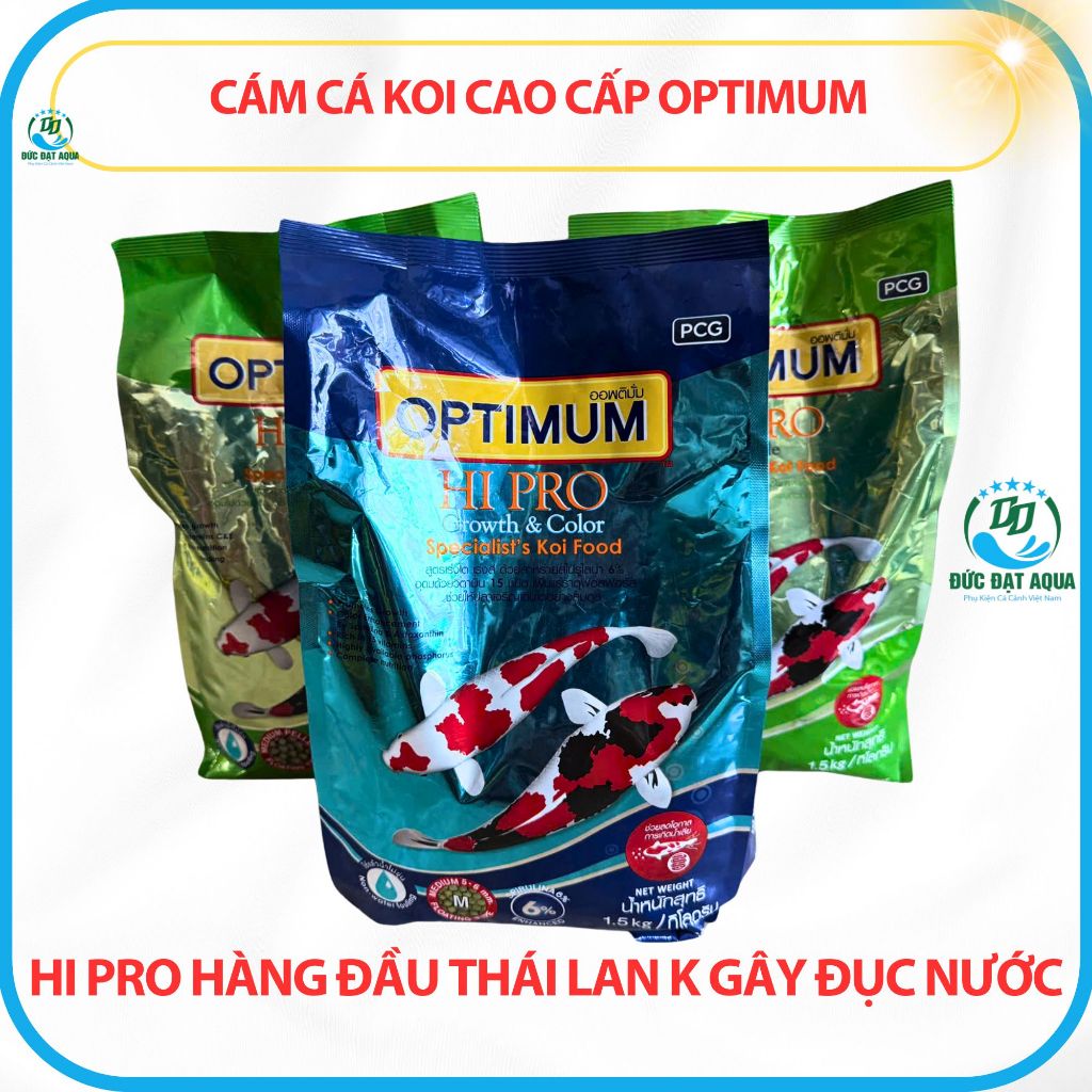 cám cá koi cao cấp OPTIMUM HI PRO 1,5kg và 7kg hàng đầu thái lan k gây đục nước cho hồ cá