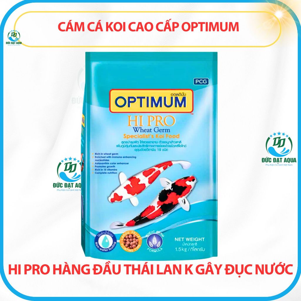 cám cá koi cao cấp OPTIMUM HI PRO 1,5kg và 7kg hàng đầu thái lan k gây đục nước cho hồ cá 5