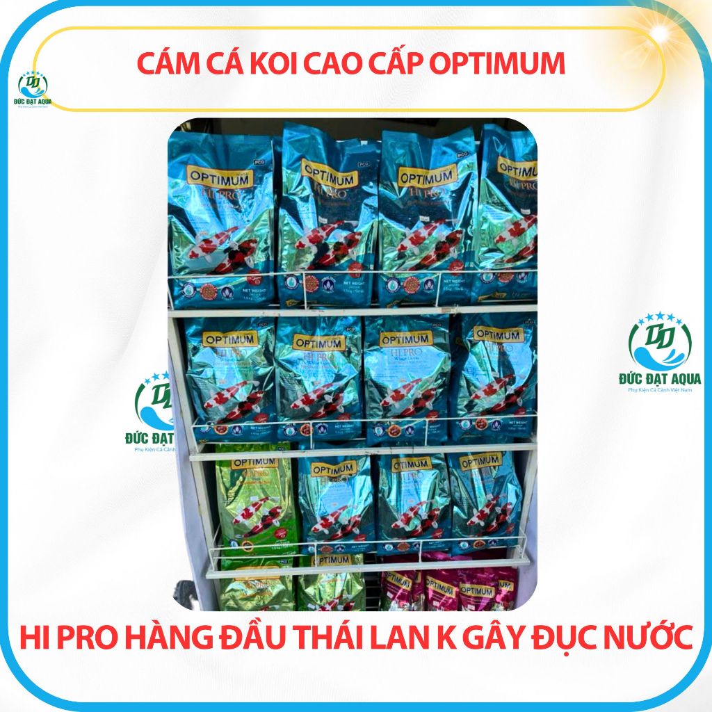 cám cá koi cao cấp OPTIMUM HI PRO 1,5kg và 7kg hàng đầu thái lan k gây đục nước cho hồ cá 7
