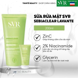 Sữa rửa mặt SVR Sebiaclear Creme Lavante Cho Da Dầu Mụn Không Gây Khô Da 55ml/200ml