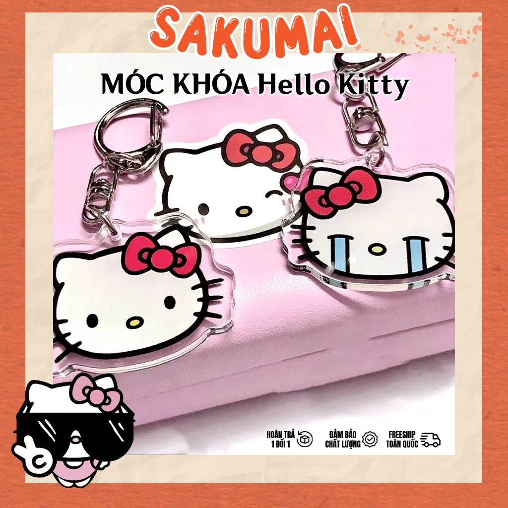 Móc Khoá Xinh, Móc Khoá Hello Kitty Mèo Acrylic Ngộ Nghĩnh Móc Khóa Hoạt Hình Dễ Thương Anime Kawaii Quà Tặng - SakuMai