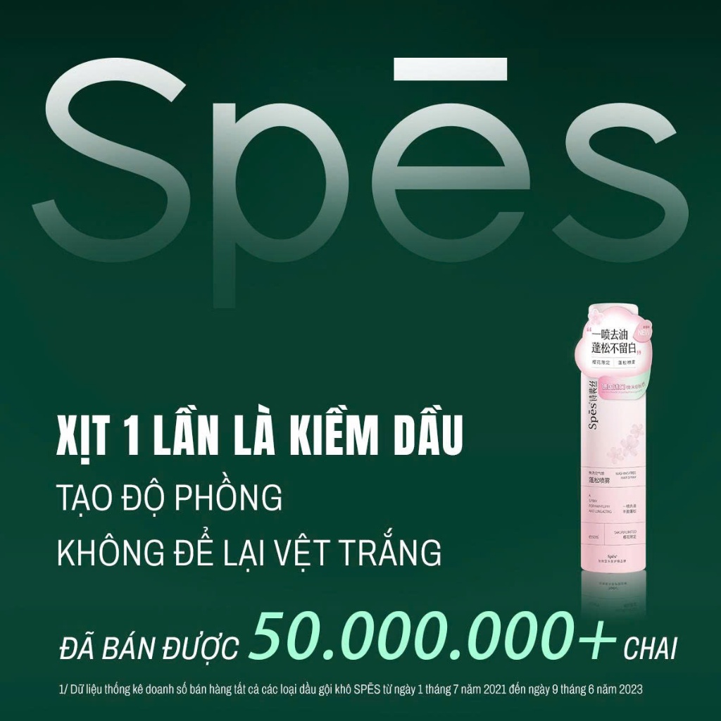 Dầu Gội Khô SPES Hương Hoa Anh Đào Giúp Tóc Bồng Bềnh, Giữ Nếp, Không Gây Bết Dính 150ml