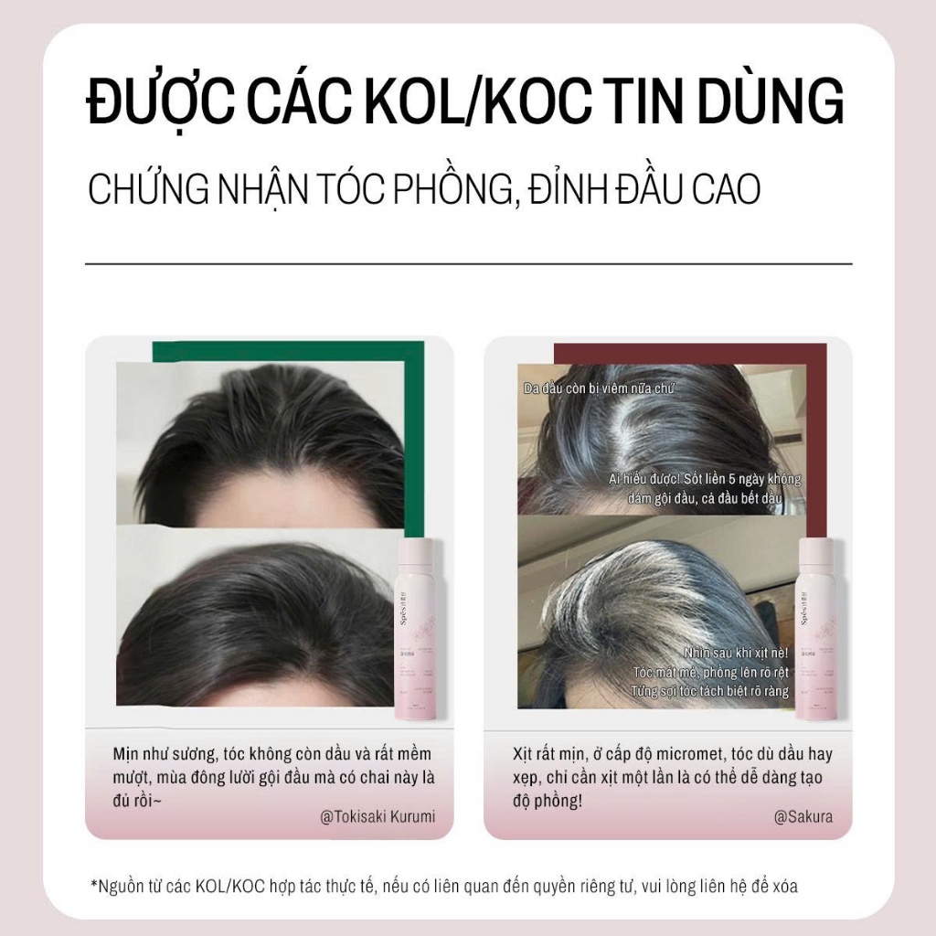 Dầu Gội Khô SPES Hương Hoa Anh Đào Giúp Tóc Bồng Bềnh, Giữ Nếp, Không Gây Bết Dính 150ml