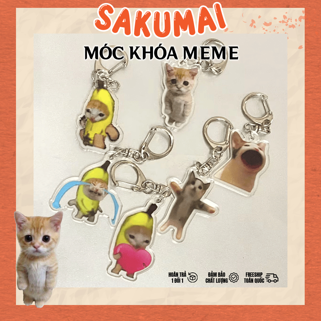 Móc Khoá Xinh, Móc Khoá Meme Mèo Hình Mèo Nhện Đáng Yêu Dễ Thương Ngầu Dùng Làm Quà Tặng Trang Trí Túi Xách - SakuMai