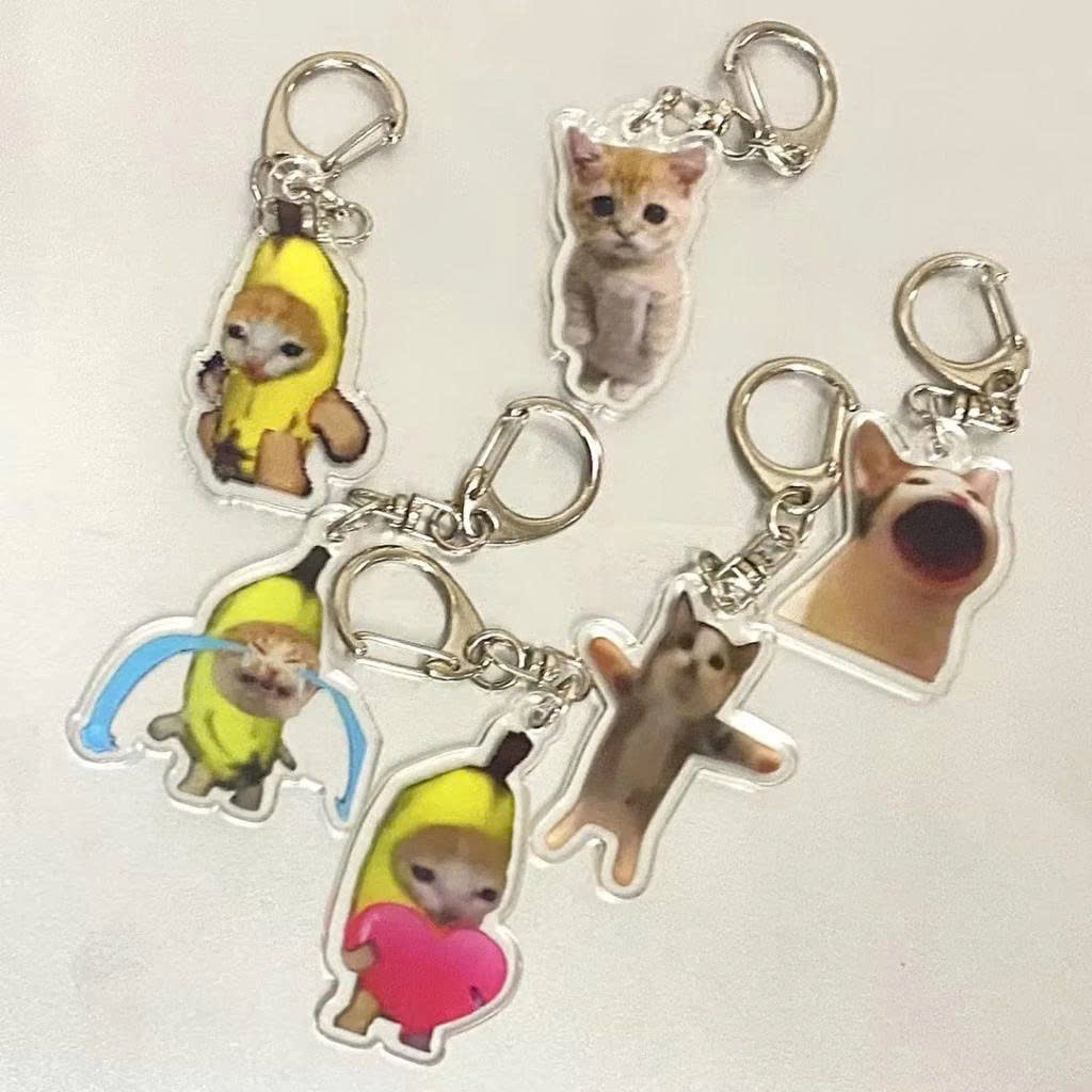 Móc Khoá Xinh, Móc Khoá Meme Mèo Hình Mèo Nhện Đáng Yêu Dễ Thương Ngầu Dùng Làm Quà Tặng Trang Trí Túi Xách - SakuMai