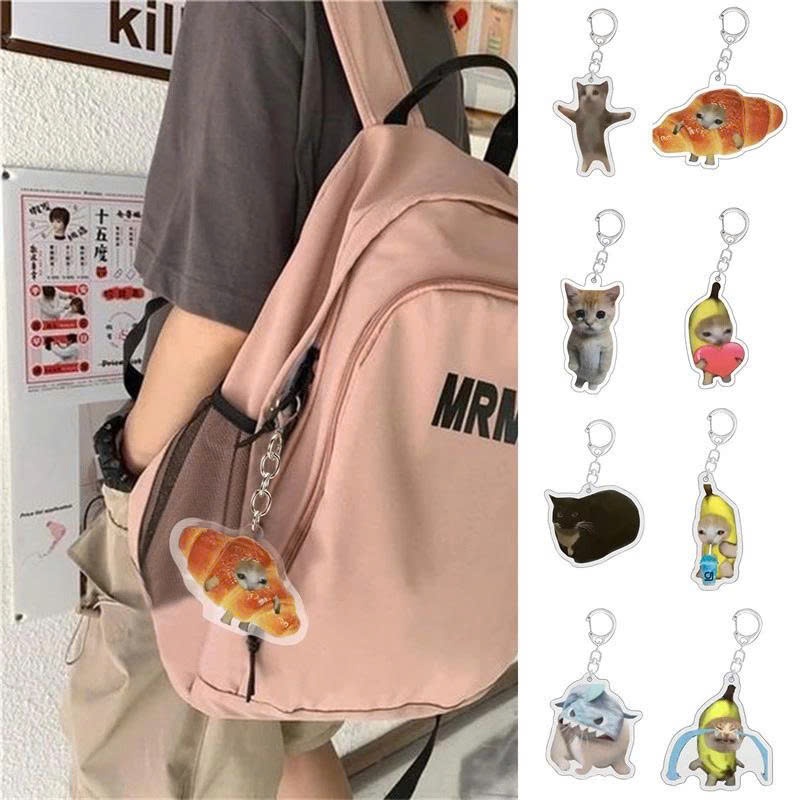 Móc Khoá Xinh, Móc Khoá Meme Mèo Hình Mèo Nhện Đáng Yêu Dễ Thương Ngầu Dùng Làm Quà Tặng Trang Trí Túi Xách - SakuMai