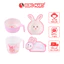 Set Khay Bát Cốc Ăn Dặm Màu Hồng Hình Thỏ Dễ Thương Kèm Nắp Cho Bé Tiện Dụng - Bibomart