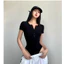 Áo Bodysuit Cộc Tay Cổ Tròn Phối Cúc Ngực NIVRA Phong Cách Cá Tính Chất Thun Gân Chính Phẩm - BBS045