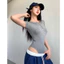 Áo Bodysuit Cộc Tay Cổ Tròn Phối Cúc Ngực NIVRA Phong Cách Cá Tính Chất Thun Gân Chính Phẩm - BBS045