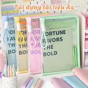 Túi đựng tài liệu A4 nhiều ngăn trong suốt tiện lợi, Túi đựng sách vở học sinh văn phòng dễ thương