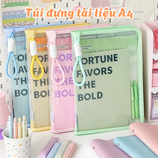 Túi đựng tài liệu A4 nhiều ngăn trong suốt tiện lợi, Túi đựng sách vở học sinh văn phòng dễ thương