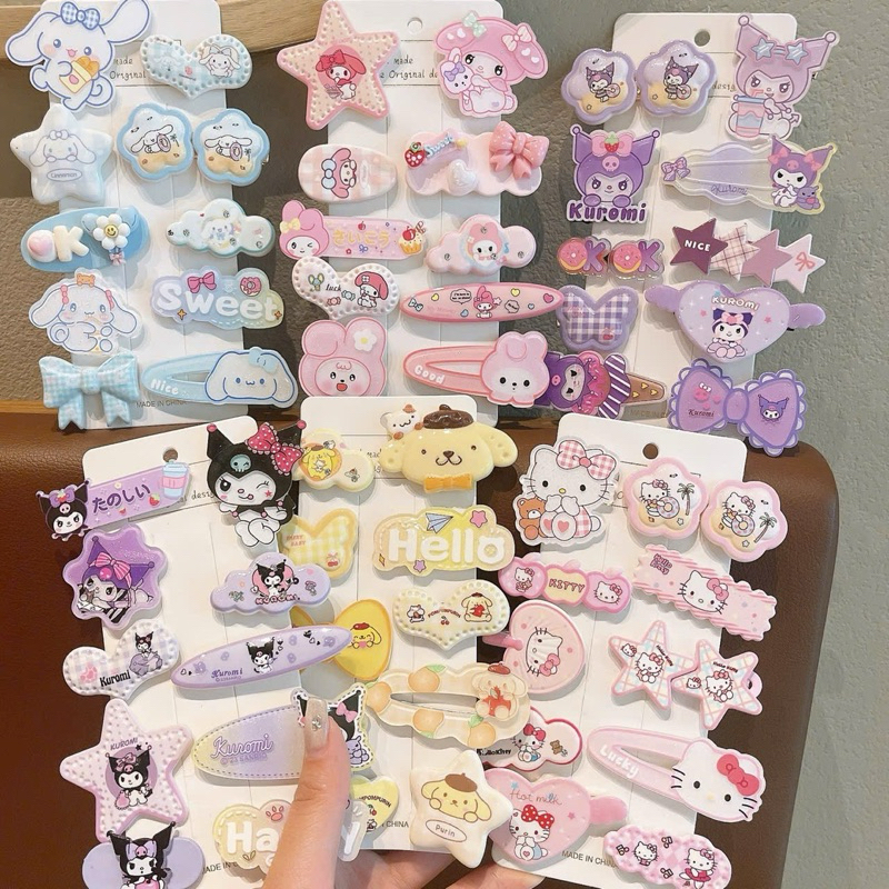 Set 10 kẹp tóc cho bé hoạ tiết hoạt hình kuromi