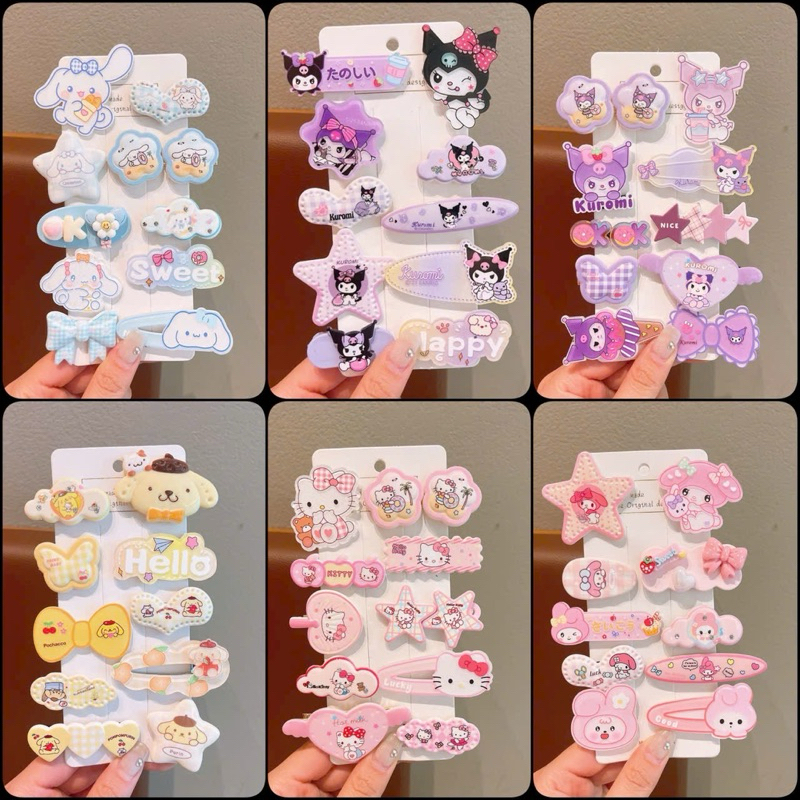 Set 10 kẹp tóc cho bé hoạ tiết hoạt hình kuromi