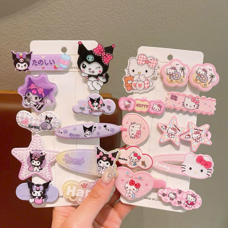 Set 10 kẹp tóc cho bé hoạ tiết hoạt hình kuromi