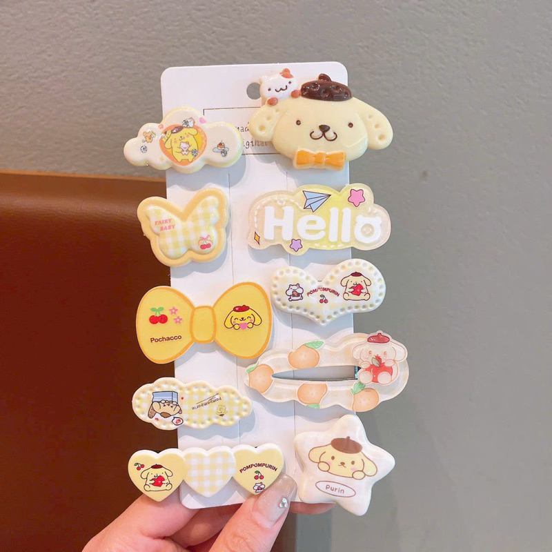 Set 10 kẹp tóc cho bé hoạ tiết hoạt hình kuromi