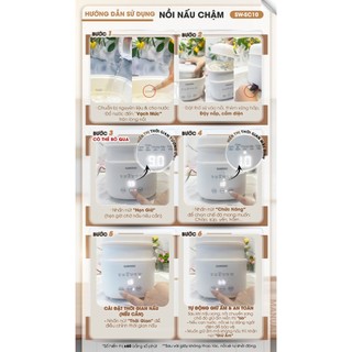 Combo nồi nấu cháo chậm Samono 1 Lít SC10 và máy xay mini ăn dặm cho bé 0.3L SW-MC200S