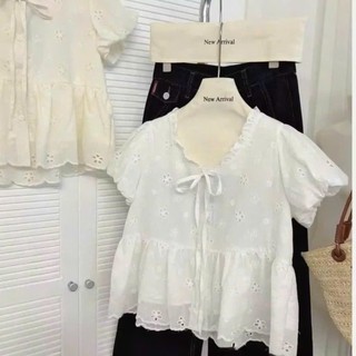 Áo Babydoll Dáng Rộng Tay Phồng – Thô Boil Nhẹ Nhàng 2lớp Cổ Bèo NAQ024