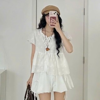 Áo Babydoll Dáng Rộng Tay Phồng – Thô Boil Nhẹ Nhàng 2lớp Cổ Bèo NAQ024
