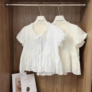 Áo Babydoll Dáng Rộng Tay Phồng – Thô Boil Nhẹ Nhàng 2lớp Cổ Bèo NAQ024