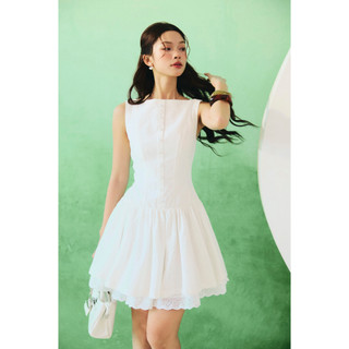 [Best Seller] Đầm Ngắn Dropwaist Texturede Thêu Họa Tiết Nổi Hoa Cotton, WDN121 SOME HOW STORE