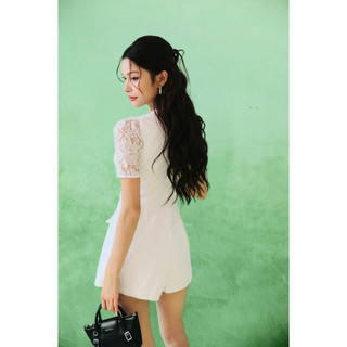 Jumpsuit Nữ Short Sleeve Lace Romper, Chất Vải Ren Cotton Phối Phi Taffta,WJS008, SOME HOW STORE