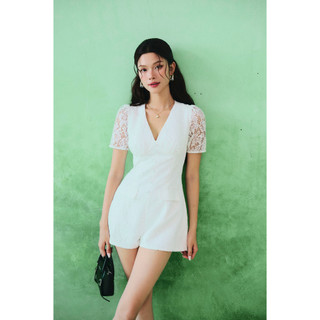 Jumpsuit Nữ Short Sleeve Lace Romper, Chất Vải Ren Cotton Phối Phi Taffta,WJS008, SOME HOW STORE