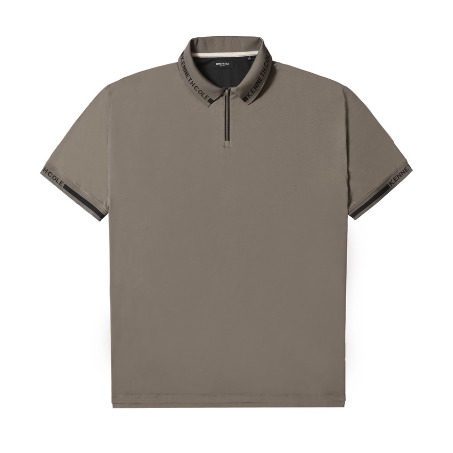 Áo Polo nam cổ khóa kéo KC, Viền bo dệt logo Jacquard, Vải thun Jersey cao cấp, Áo polo zip hiện đại