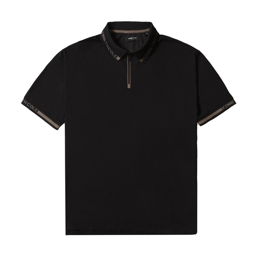 Áo Polo nam cổ khóa kéo KC, Viền bo dệt logo Jacquard, Vải thun Jersey cao cấp, Áo polo zip hiện đại