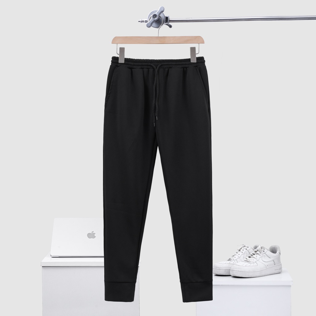 Quần Jogger Trơn Nam Nữ Basic Vải Poly 2 Da Co Giãn 4 Chiều, Không Xù Lông - Phong Cách Thể Thao Năng Động