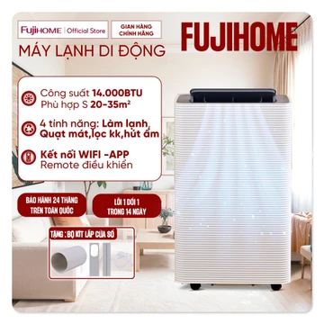 Điều hòa di động 14.000 BTU phòng 30 - 45m2 FUJIHOME nhập khẩu, máy lạnh đứng mini thông minh 4 chức năng chính hãng