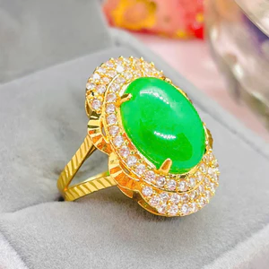 Nhẫn Nữ Đá Xanh Phối Đá Dễ Phối Đồ – Kiểu Hoa Sang Trọng | KAMY Jewelry