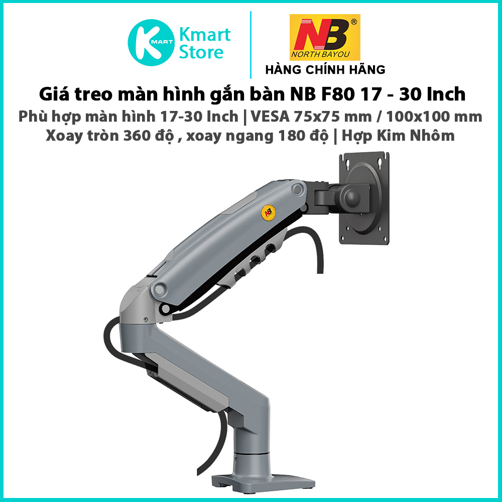 Giá treo màn hình Northbayou NB F80 | Màn hình 17-30 Inch | Xoay tròn 360 & xoay ngang 180 | Hợp kim nhôm & nhựa