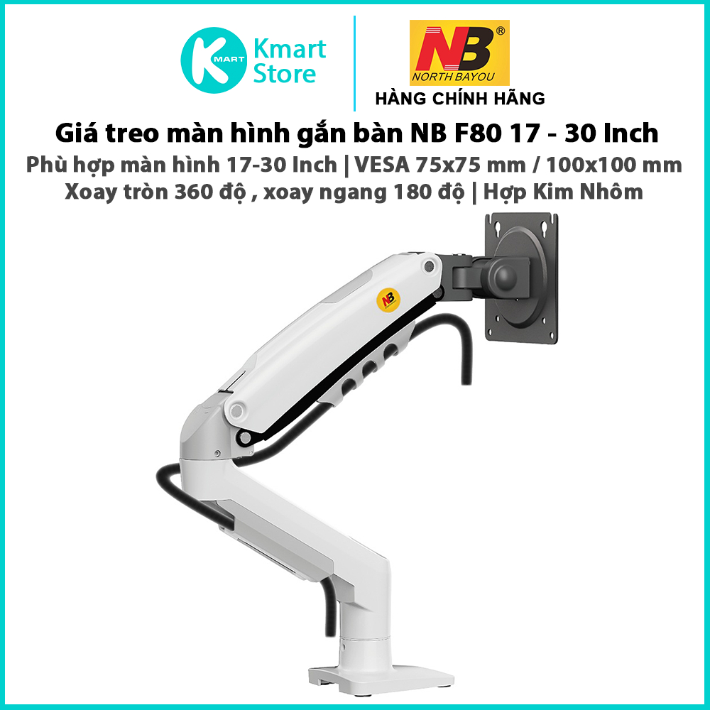 Giá treo màn hình Northbayou NB F80 | Màn hình 17-30 Inch | Xoay tròn 360 & xoay ngang 180 | Hợp kim nhôm & nhựa