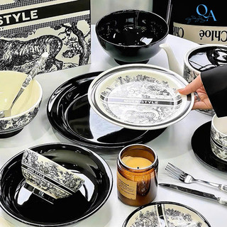 Bộ bát đĩa MUEN STYLE sứ cao cấp 6 | 10 người ăn phong cách Châu Âu hiện đại| Bộ bát đĩa đẹp LUXURY TABLEWARE sang trọng