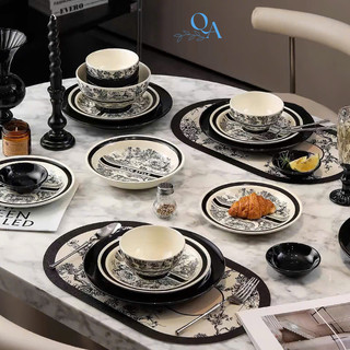 Bộ bát đĩa MUEN STYLE sứ cao cấp 6 | 10 người ăn phong cách Châu Âu hiện đại| Bộ bát đĩa đẹp LUXURY TABLEWARE sang trọng