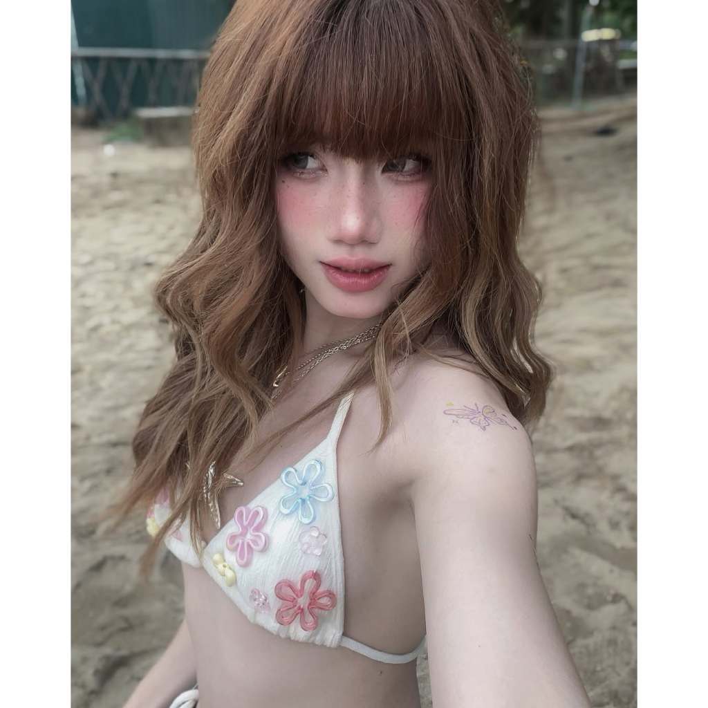 [Sẵn-HỎA TỐC HÀ NỘI] ONESOON Bộ bikini 2 mảnh đính hoa nổi DIY tí hon đồ bơi nữ gợi cảm đi biển